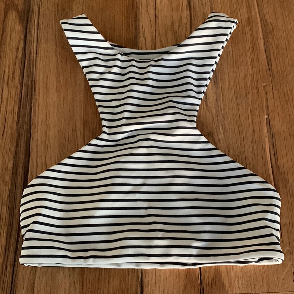 Mikoh Black and White Striped Swim Top